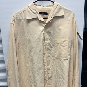 Men's Beige Casual Button-Down Shirt